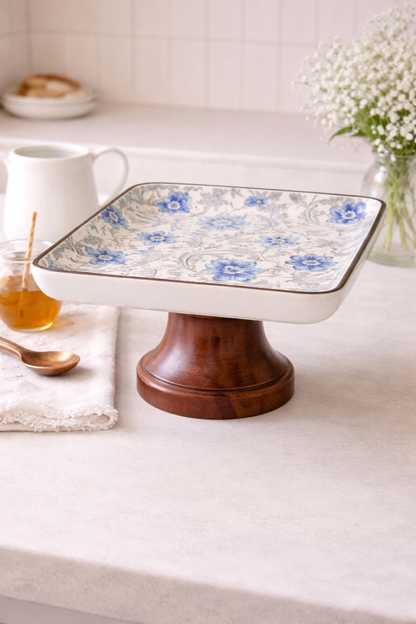 Bleu Floral Cake Stand