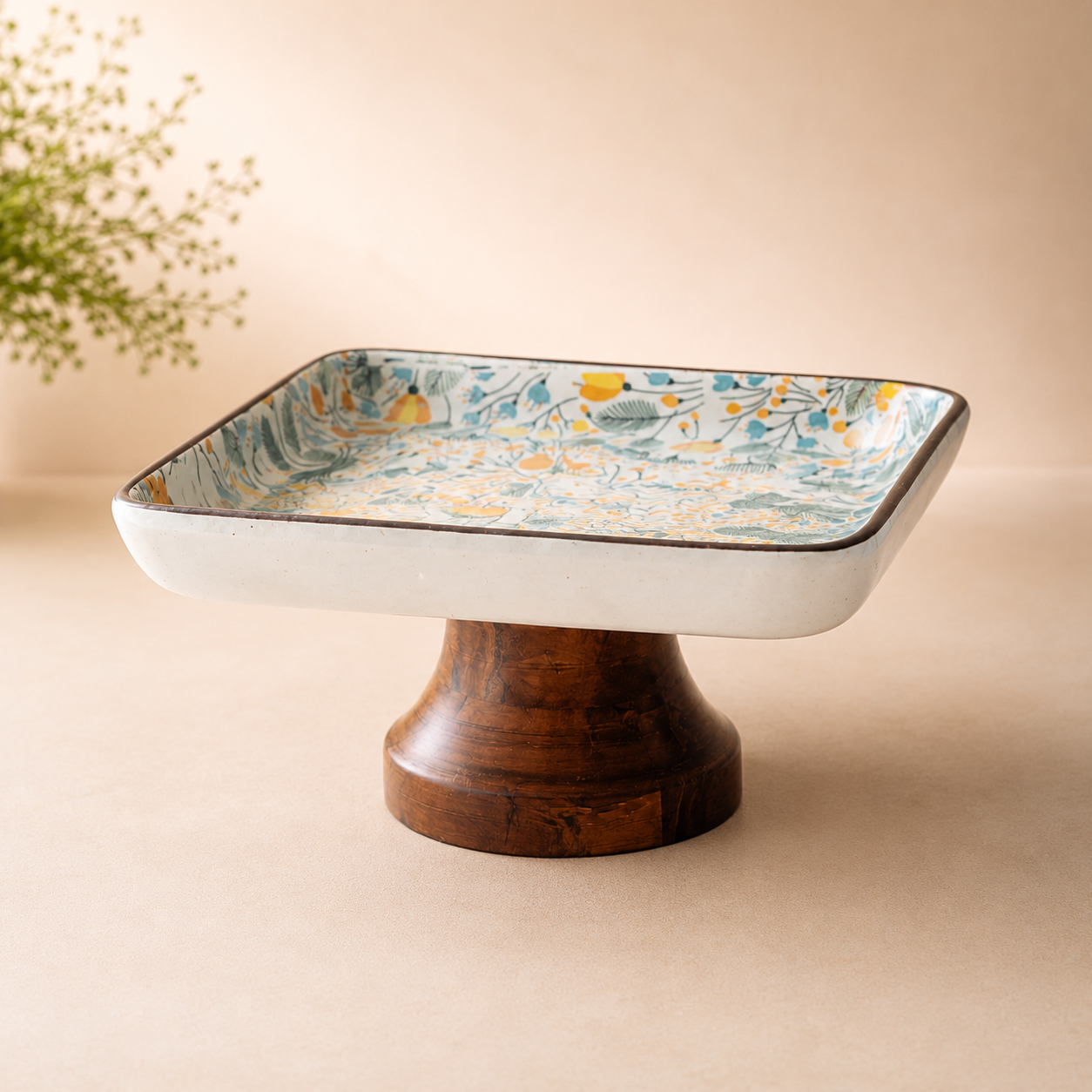 Moutarde Jr Florale Cake Stand - Square