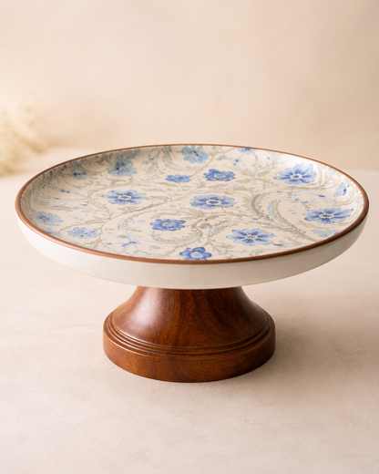 Blue Floral Round Cake Stand