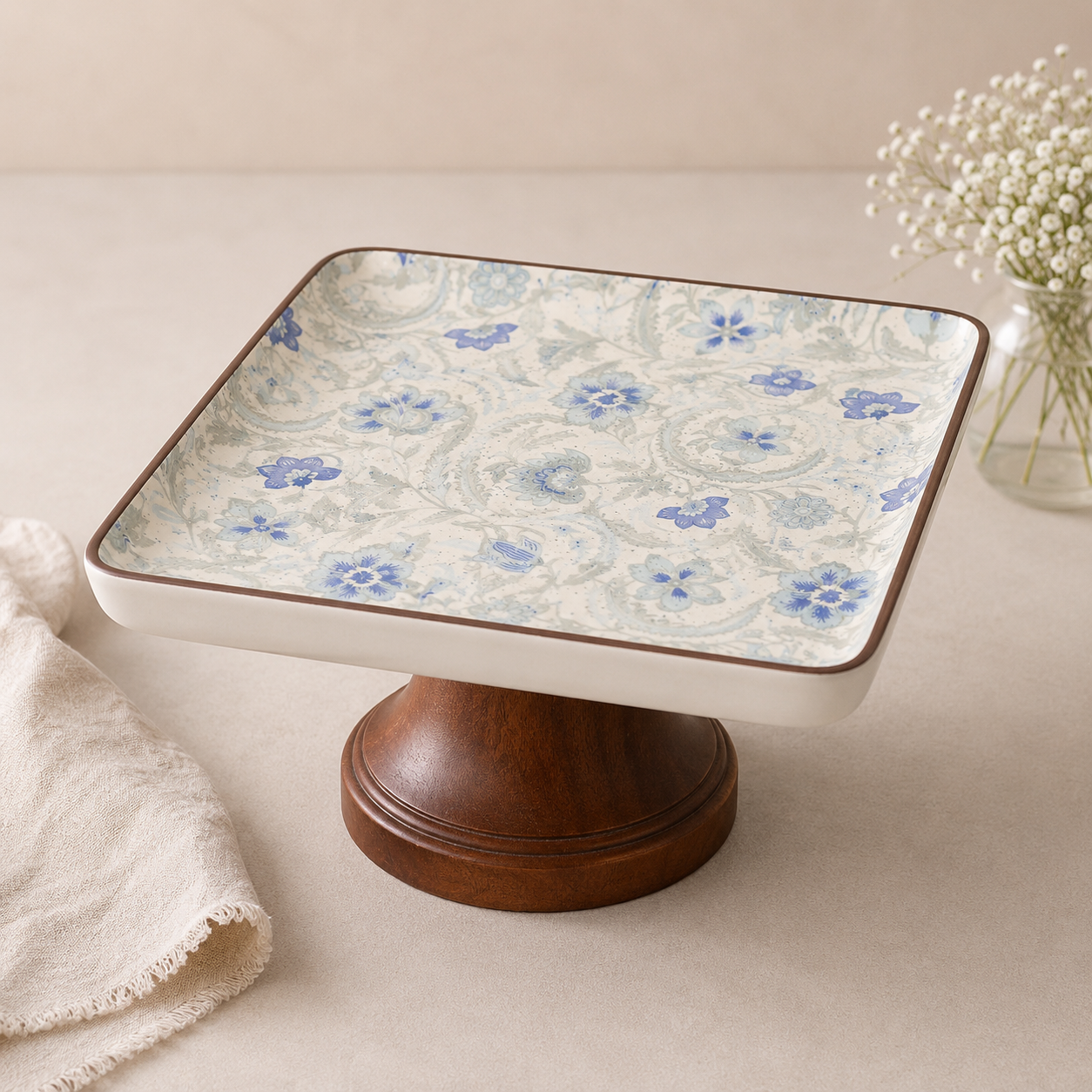 Bleu Floral Cake Stand