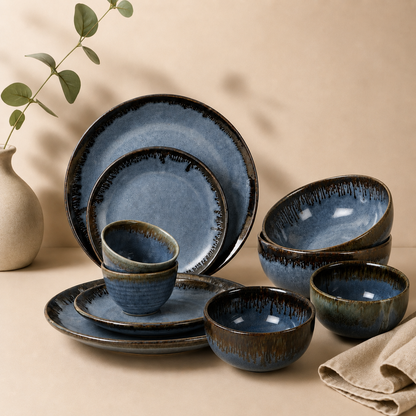 The Blue Atelier™ Luxe Hosting Collection - Dinner Plates, Quarter Plates, Sweet Bowls, Soup Bowls & Serving Bowls