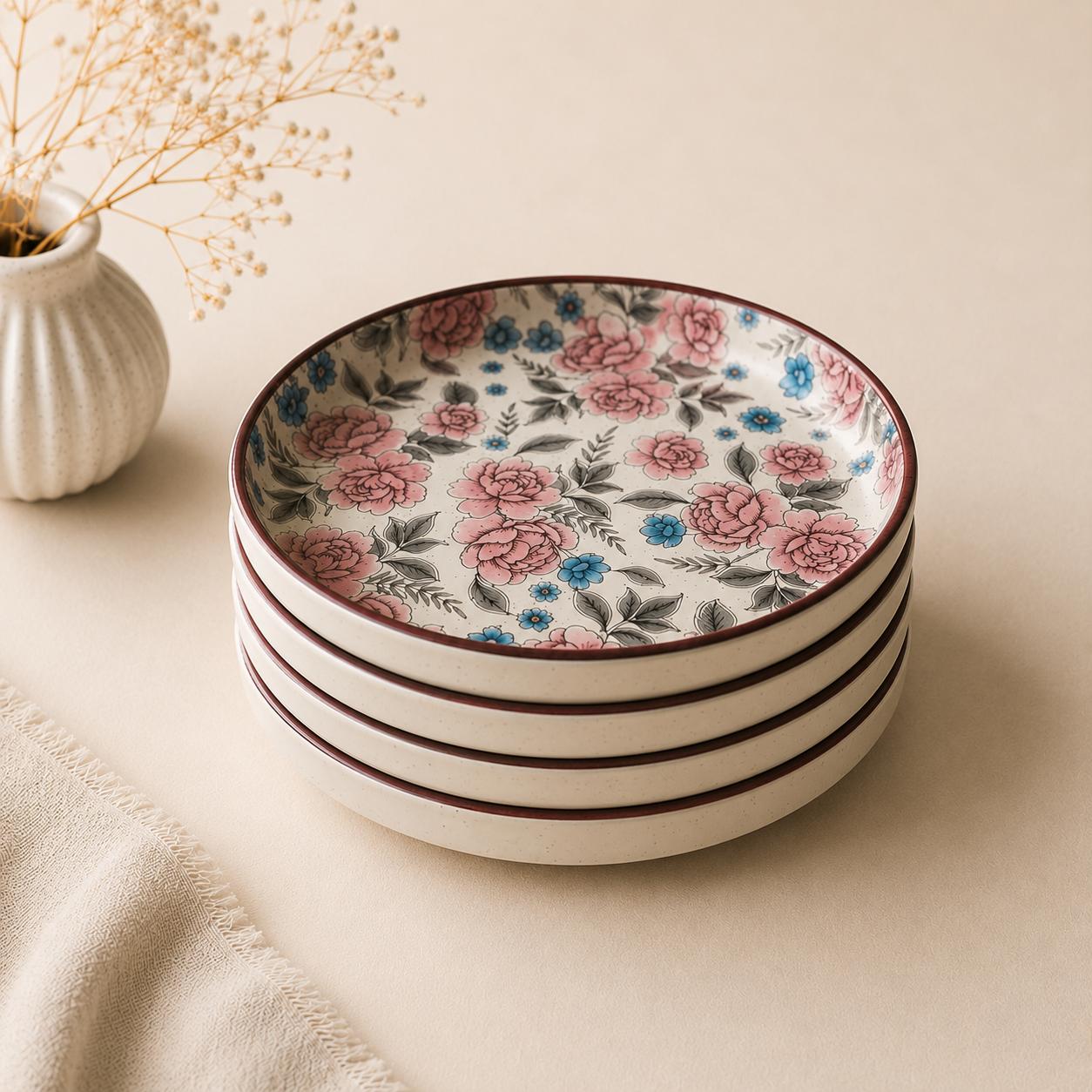 Vintage Bloom Floral Flat Plates (8 Inch)