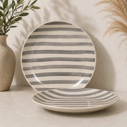 Noir & Ivory Stripe™ Dinner Plates