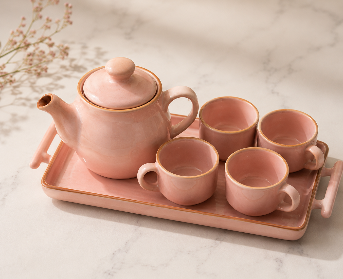 The TeaPot Collection - Forest Green & Pink