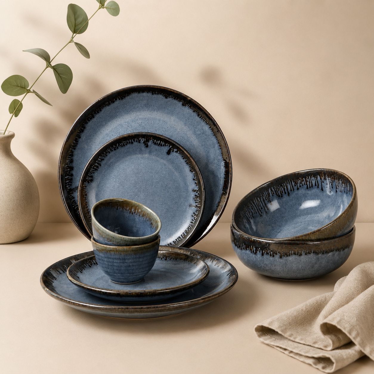 The Blue Atelier™ Signature Tablescape Collection -Dinner Plates, Quarter Plates, Sweet Bowls & Serving Bowls