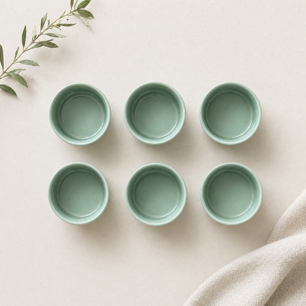 Sage Green Mini Dip Bowls – Set of 6