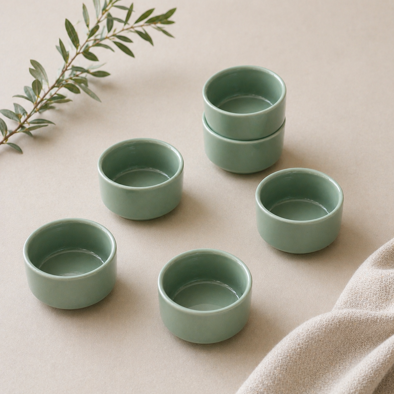 Sage Green Mini Dip Bowls – Set of 6