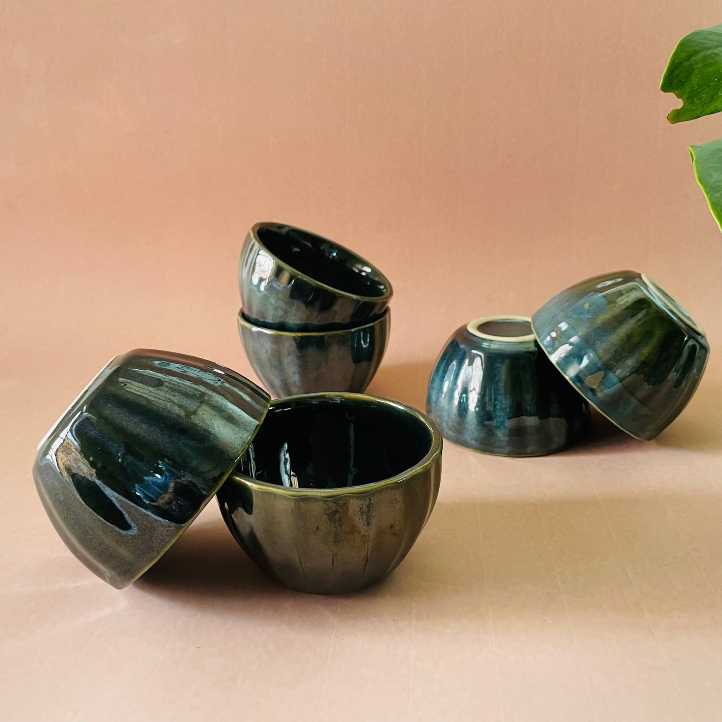 Deep Green Snack Bowls