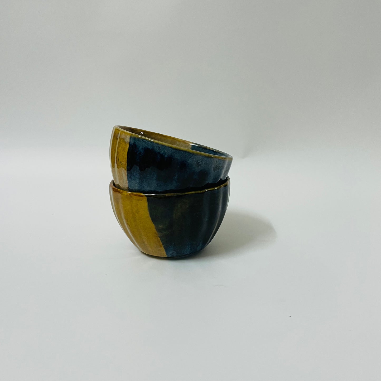 Mustard & Blue Snack Bowls