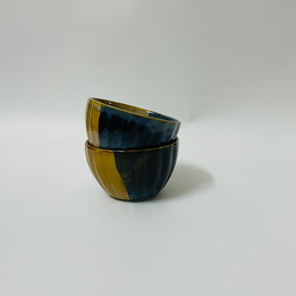 Mustard & Blue Snack Bowls