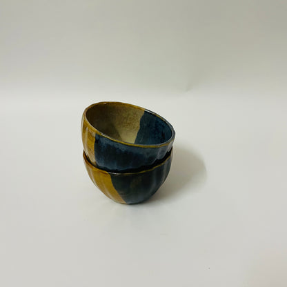 Mustard & Blue Snack Bowls