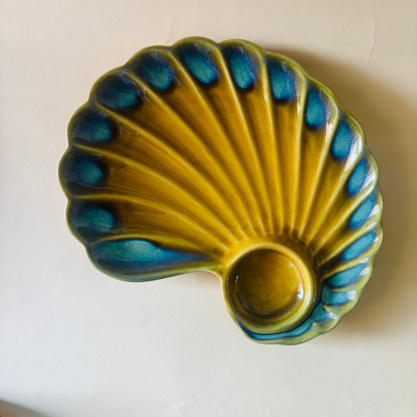 Suncrest – Mustard Peacock Platter with Dip Bowl