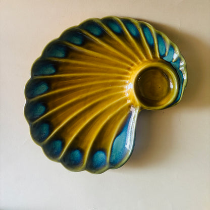 Suncrest – Mustard Peacock Platter with Dip Bowl