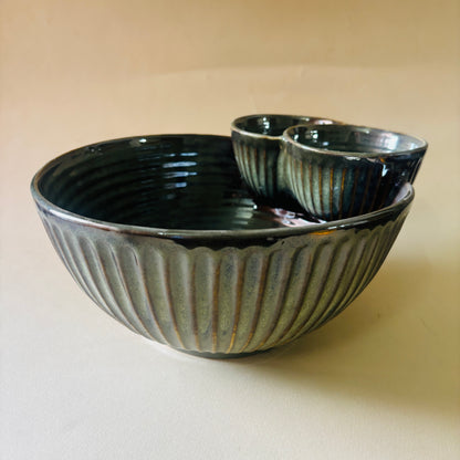 Olive Trio – Artisanal Triple Serving Bowl