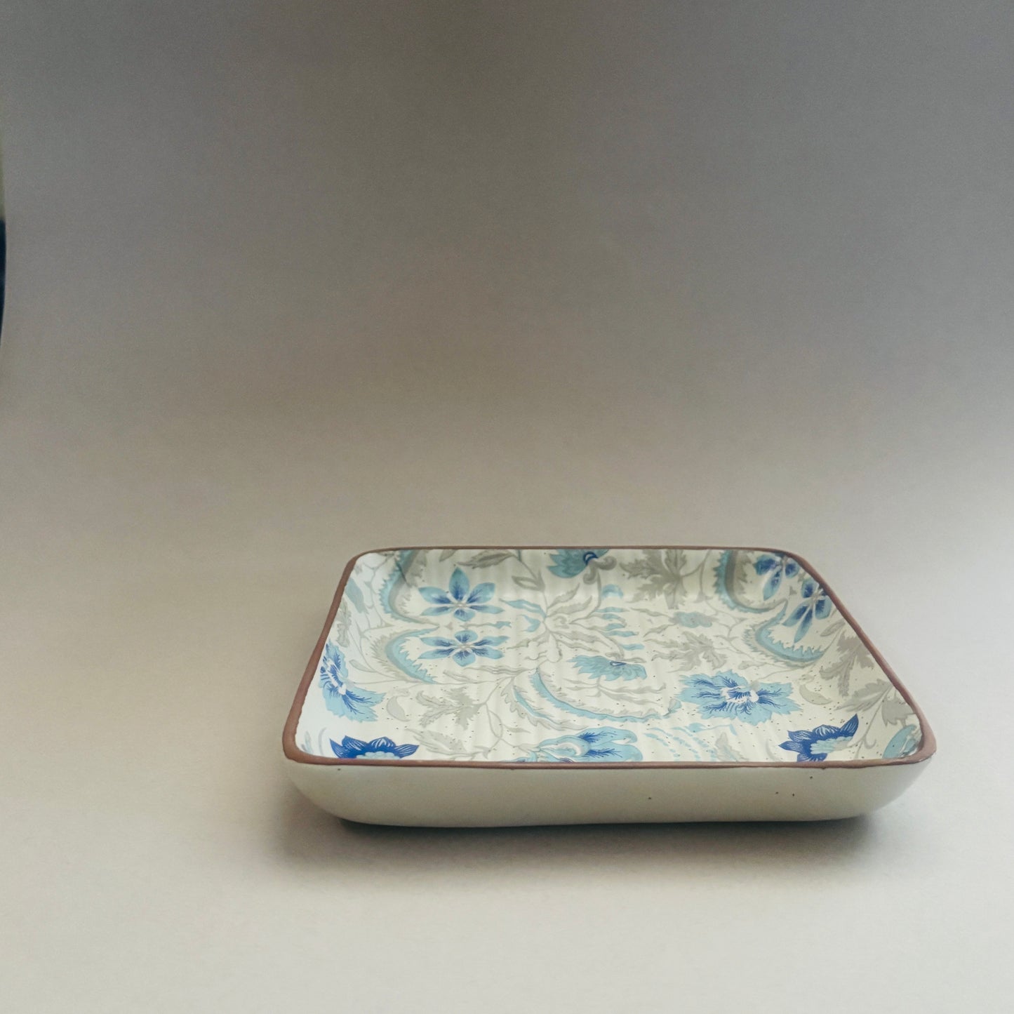 Blue Floral Square Platter – 8 Inch