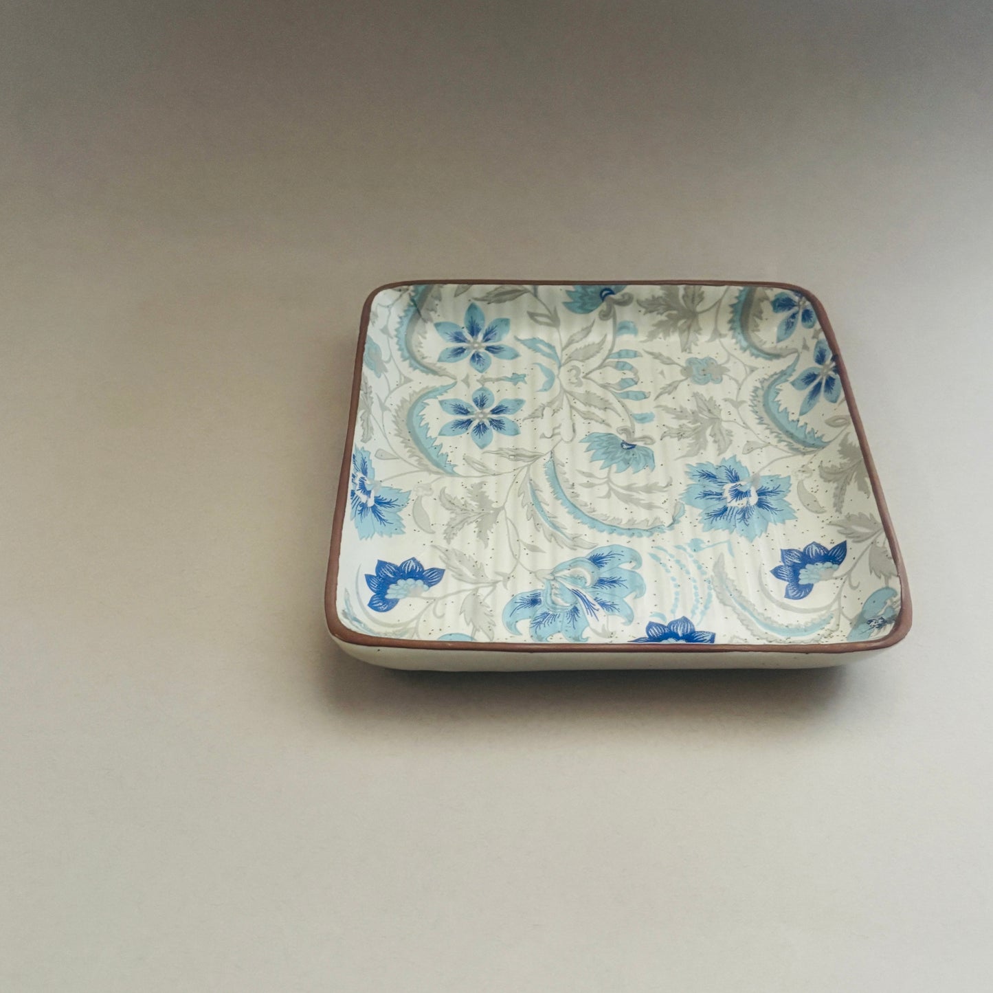 Blue Floral Square Platter – 8 Inch