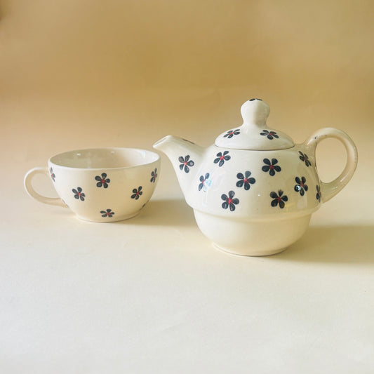 Black Floral Tee Pot Set