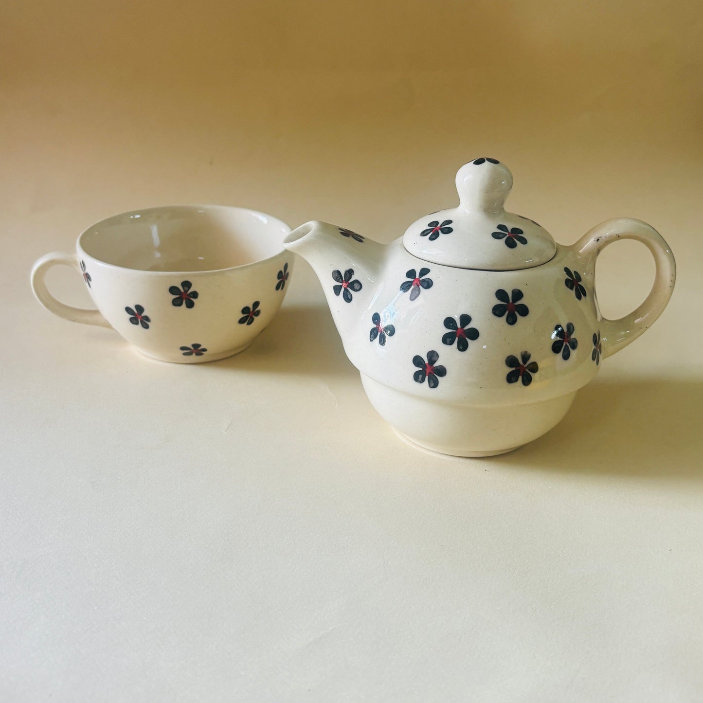 Black Floral Tee Pot Set
