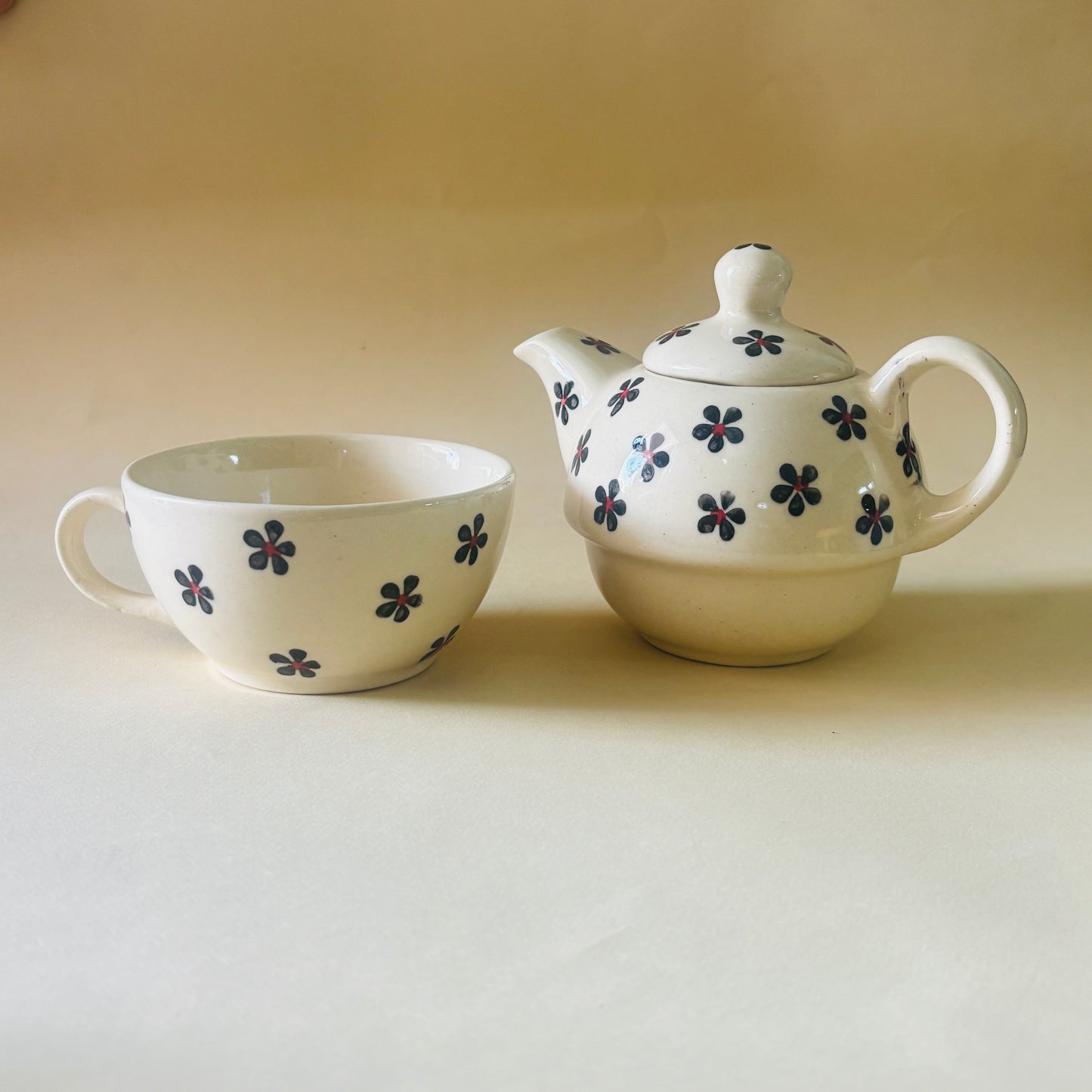 Black Floral Tee Pot Set