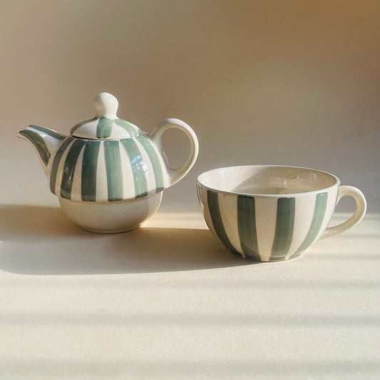 Mint Stripe Striped Tee Pot Set