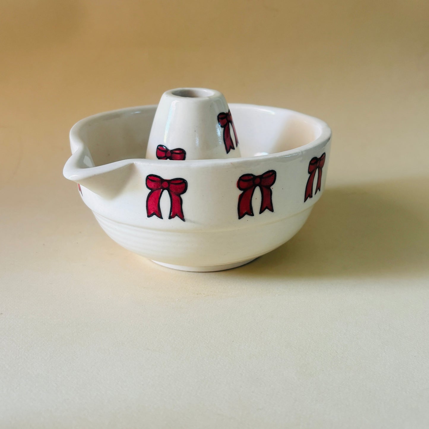 Red Bow Matcha Bowl & Whisk Holder Set