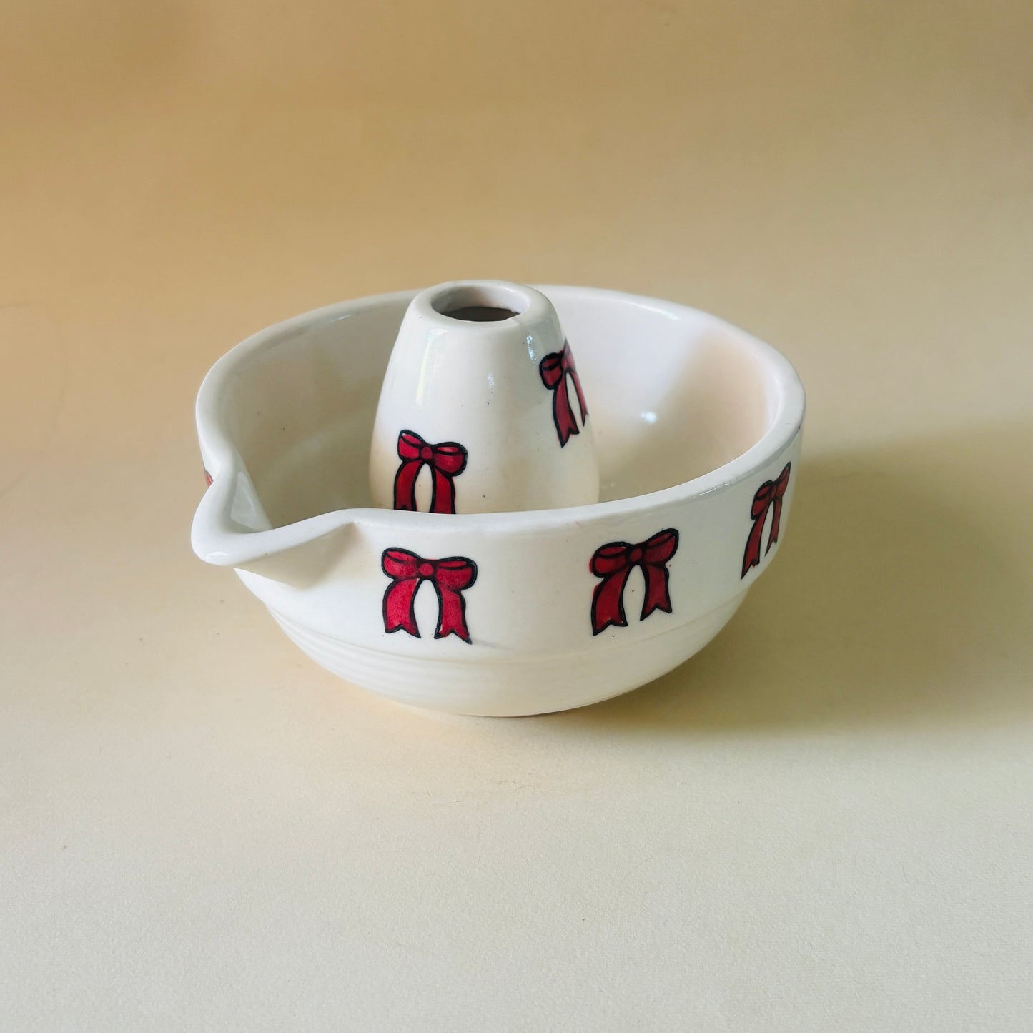 Red Bow Matcha Bowl & Whisk Holder Set