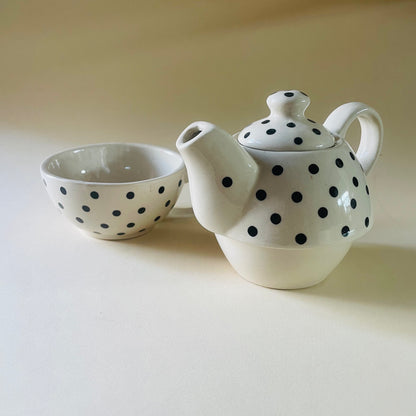 Black Polka Dot Tee Pot Set