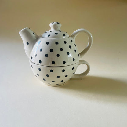 Black Polka Dot Tee Pot Set