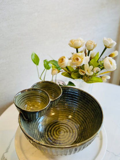 Rakhi Edit : Olive Double Dip Serving Bowl