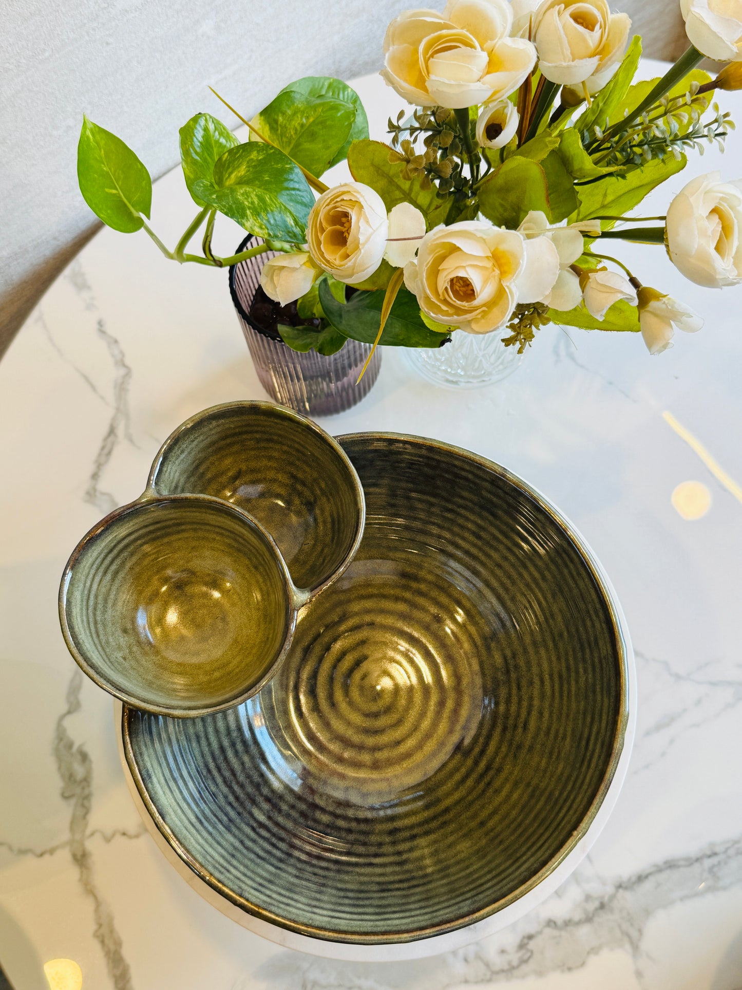 Rakhi Edit : Olive Double Dip Serving Bowl