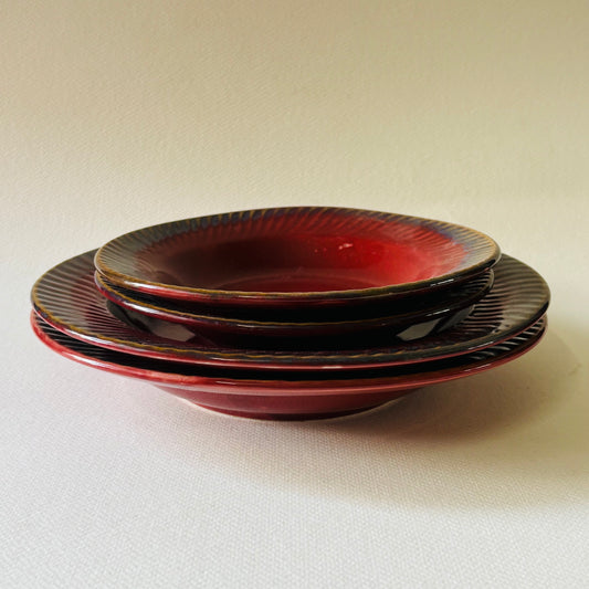 Red Pasta Plates – Set of 4 (2 Senior + 2 Junior)