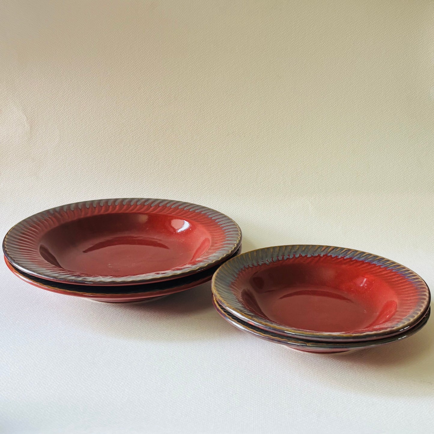 Red Pasta Plates – Set of 4 (2 Senior + 2 Junior)