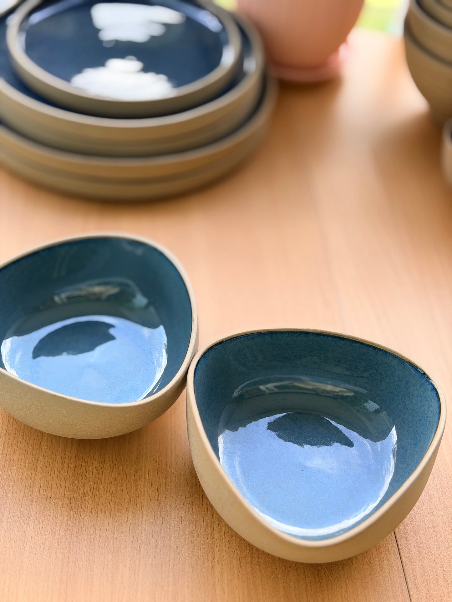 The Azure Triangular Bowls - Set of 2