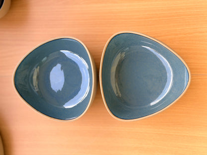 The Azure Triangular Bowls - Set of 2