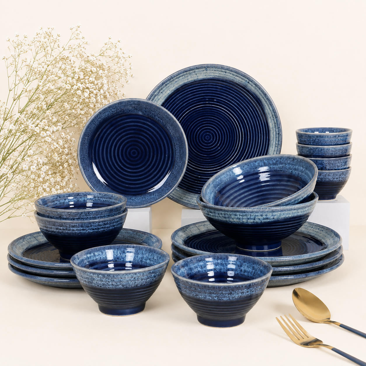 Aureo Luxe Hosting Collection - Dinner Plates, Quarter Plates, Sweet Bowls, Soup Bowls & Serving Bowls