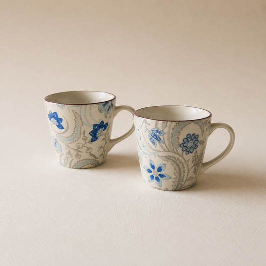 Bleu Florale Coffee Mugs (Set of 2)