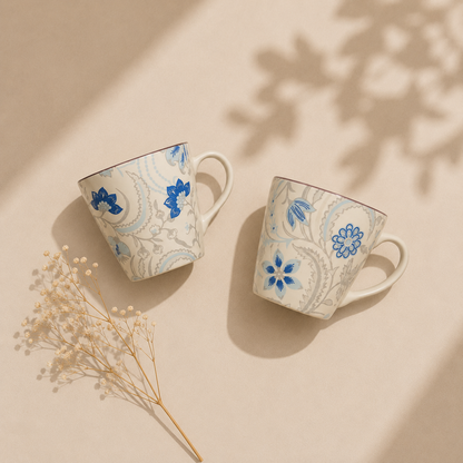 Bleu Florale Coffee Mugs (Set of 2)