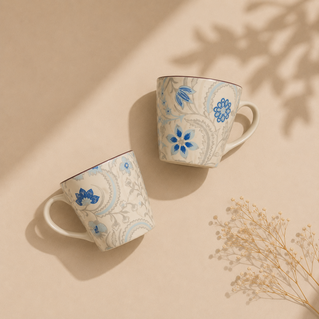 Bleu Florale Coffee Mugs (Set of 2)