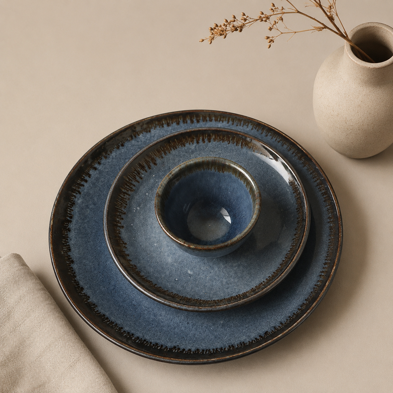 The Blue Atelier™ Luxe Hosting Collection - Dinner Plates, Quarter Plates, Sweet Bowls, Soup Bowls & Serving Bowls