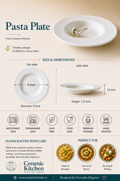 The Blanc Pasta Plate 9Inch