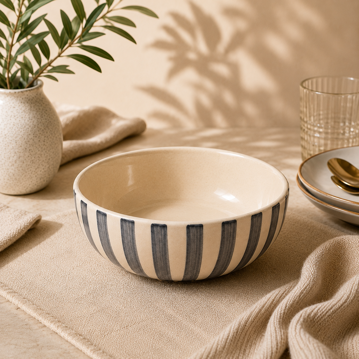 Noir & Ivory Stripe™ Serving Bowl