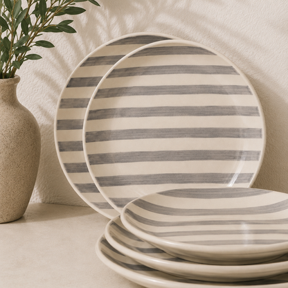Noir & Ivory Stripe™ Dinner Plates