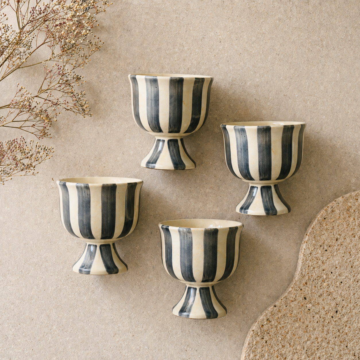 The Noir Stripe Ice Cream Glasses