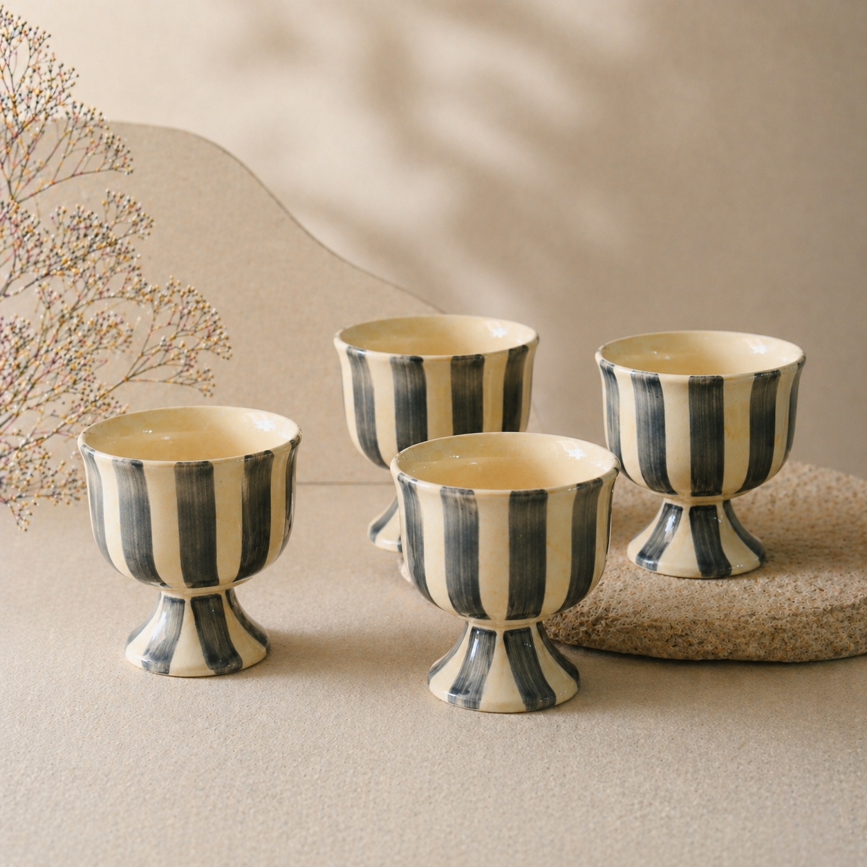 The Noir Stripe Ice Cream Glasses