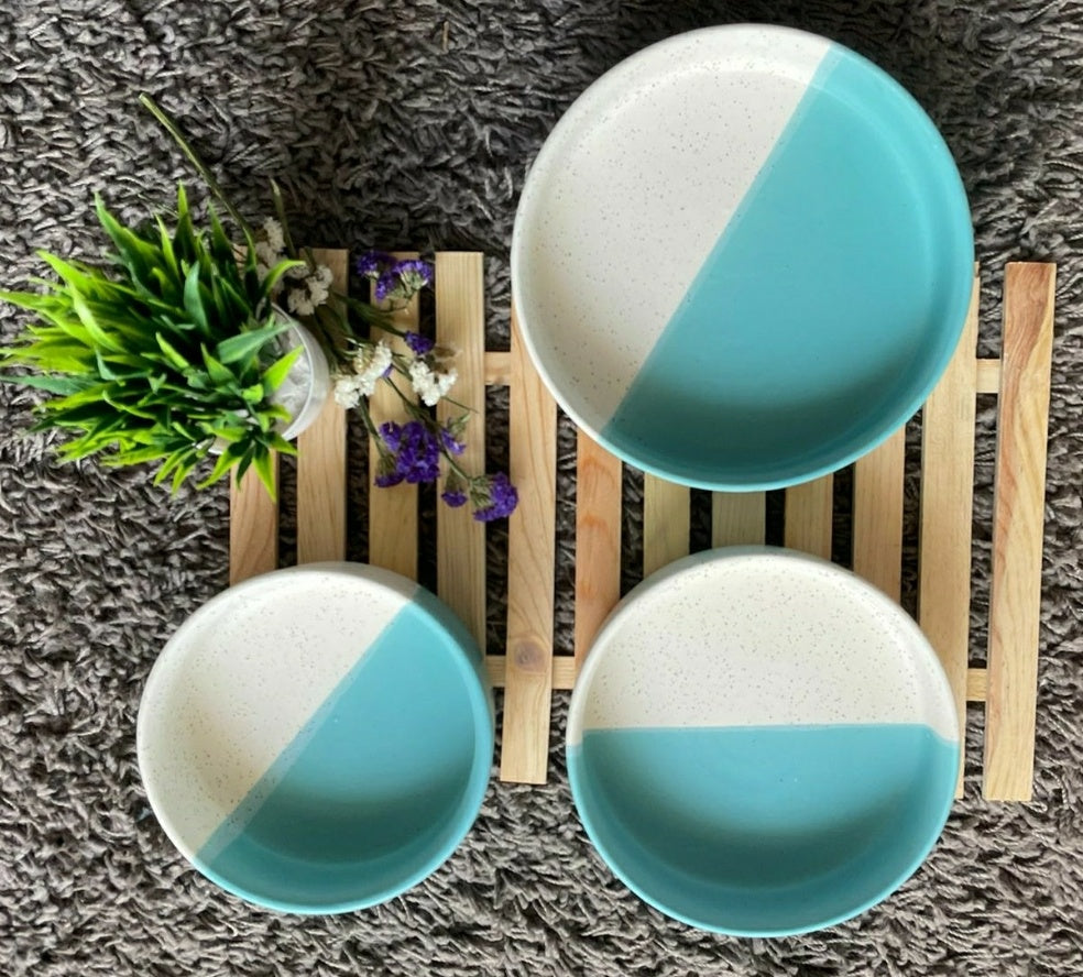 Cwc Flat Bowl Set Sky Flat Bowls (Set of 3): Best ceramic flat bowls – Ceramic Kitchen